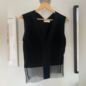 Sandro black mesh lined top